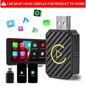 2 in 1 Wireless Apple CarPlay Adapter, for both Apple and Android,converts wired to wireless, suitable for factory wired CarPlay cars from 2017+ Black