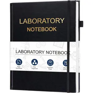 Lab Notebook - Chemistry Laboratory Notebook for Student, Professional Engineering Paper Notebooks for Work 8.5" X 11", Grid Notebook Quad Ruled Science Lab Book for Graphing - Black