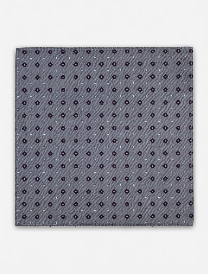 Medium Grey with Wine Pocket Square Handkerchief