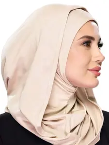 1pc Quick-Adjust Headscarf, Modest Muslim Hijab, Dual-Layer Modal Soft Comfort, Ideal for Daily Wear, Boho Style, Plain Pattern, All Seasons, Casual Occasion