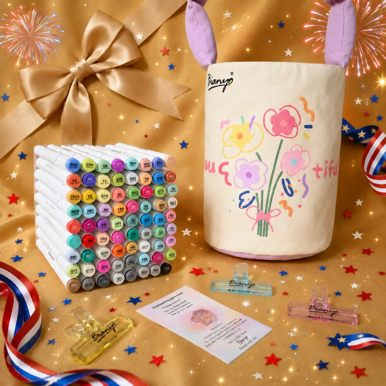 Bianyo 72-Pastel Alcohol Brush Markers Set, 72 Colors, Markers for Coloring, Beginner Friendly, Brush & Chisel Tips, Smooth Streak-Free Ink, Plush Carry Bag, 3 Jelly Clips, 1 Emotional Card, Thoughtful Mother’s Day Gift, Office Stationery Kit