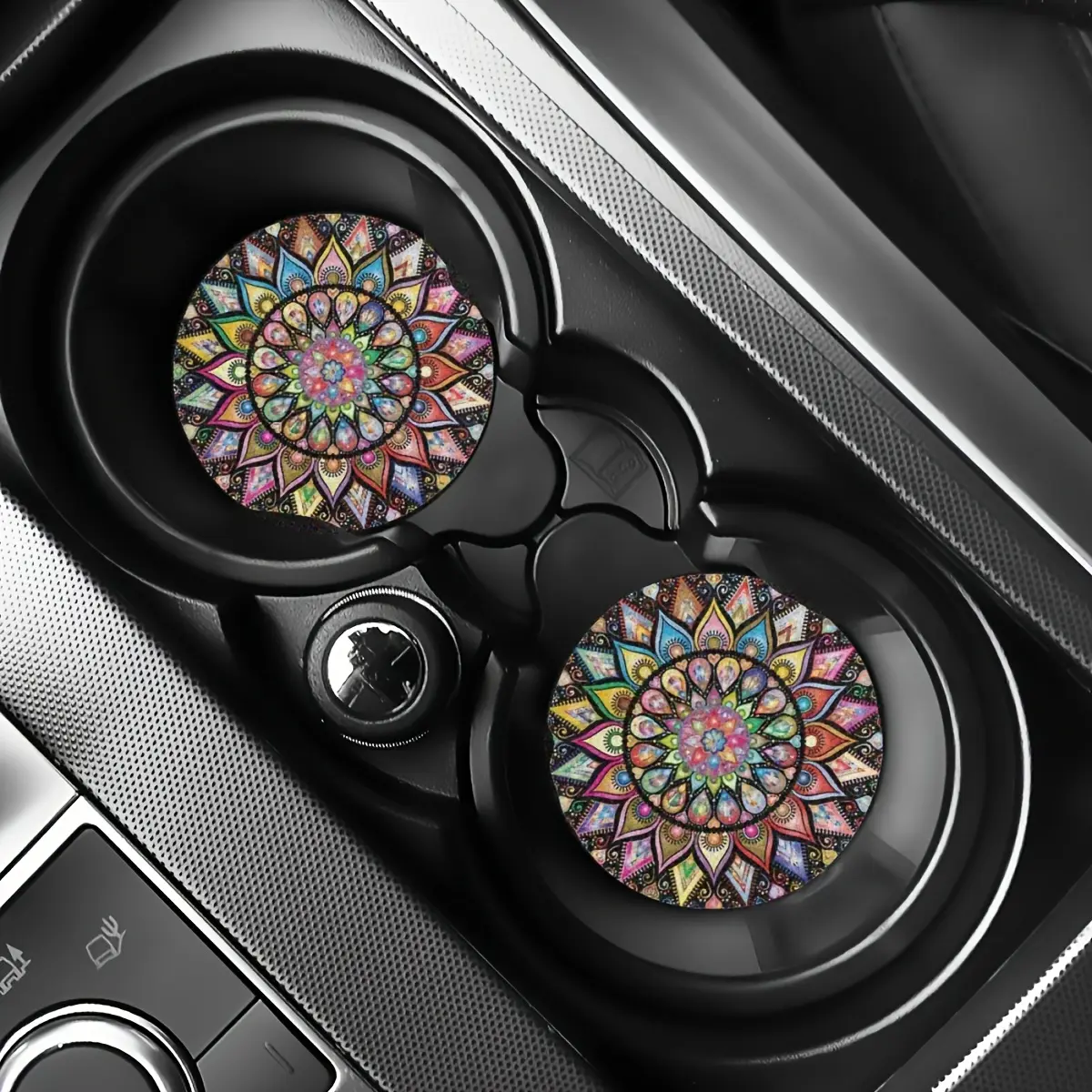 2PCS Printed coasters, car water cup mats, car cup holder mats, thermal insulation mats, car decoration products