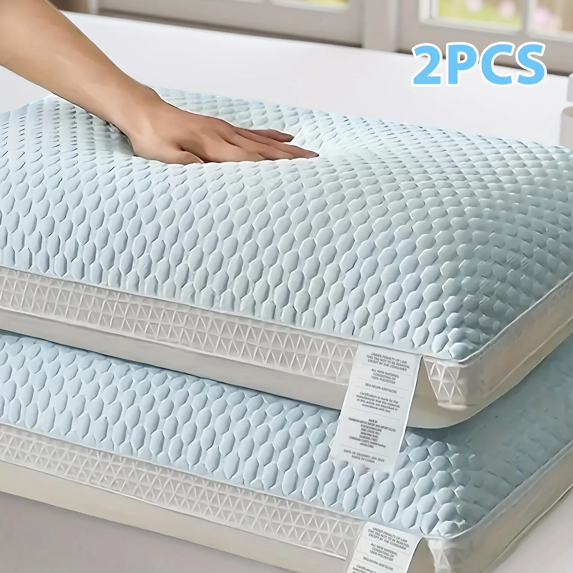 2pcs Cooling Neck Support Pillows for Adults - Cool Comfort, Stuffy Heat Relief, All-Season Bed Cushion for Side/Back/Stomach Sleepers, Ideal for Bedroom Use