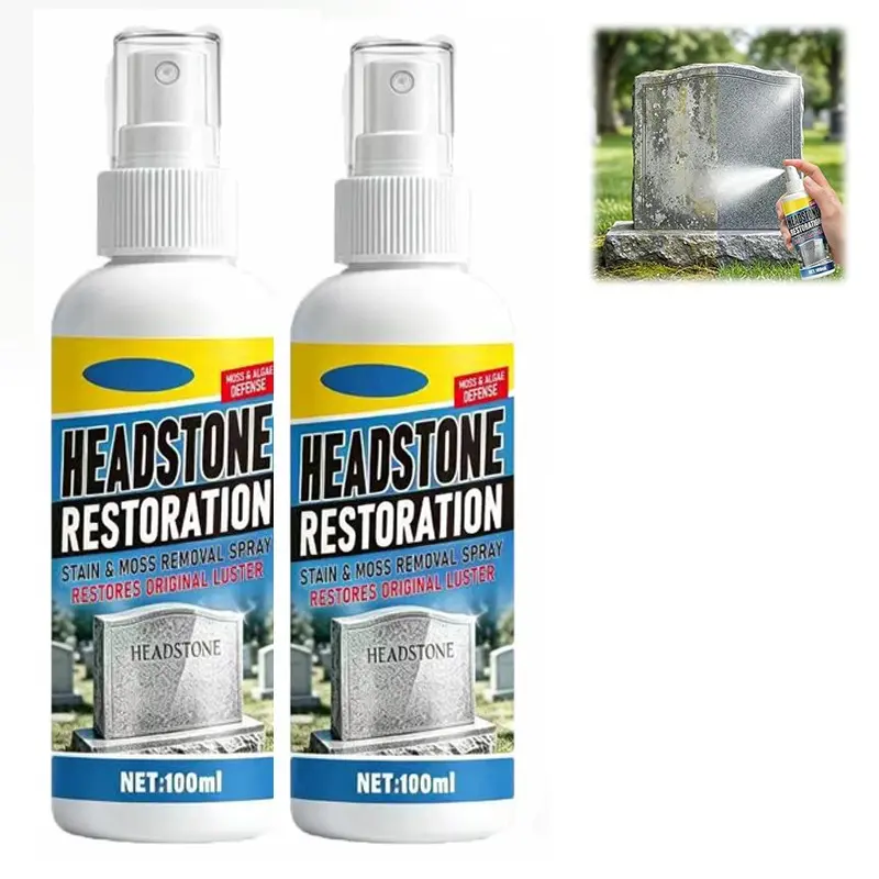 2PCS Headstone Restoration and Cleaning Spray, Tombstone Monument Cleaner for Granite Marble Cemetery Memorials,Stone Cleaner Gravestone Cleaning Kit - Gentle Stone Care Formula