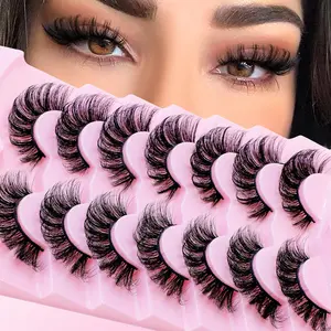 Cat Eye Cross False Eyelashes, Natural Luxurious Look, Exaggerated Style, Realistic 3D Striped Lashes, Fluffy CC Curl, Recyclable Patch