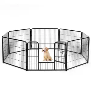 Pet Playpen for Dogs and Cats, Metal Exercise Pen with Lockable Door, 24/32/40 Inch Height Portable Kennel for Indoor Outdoor Camping Backyard Use