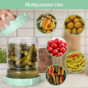 New Flip-Top Dry Wet Separation Kimchi Jar with Stainless Steel Fork, Sealed Fermentation Container, Kitchen Storage Container