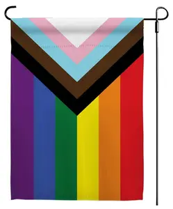 Progress Pride Rainbow Garden Flags Inclusive Progress Yard Small Flag 12.5x18 Inch for LGBTQ Lesbian Gay Transgender