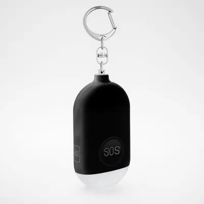 Ultrathin Personal Alarm – 130dB Strobe Light Keychain, Rainproof, 0.8 Oz, Replaceable Battery (Black)
