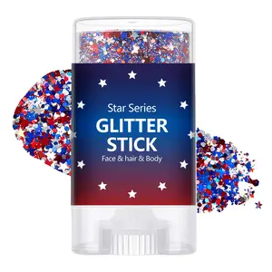 4th of July Red White Blue Glitter Stick Easy Application Shimmer for Hair & Body Ideal for Independence Day Festivals Parties and Holiday Outfit