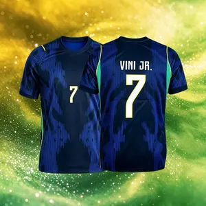 2026 Home And Away Yellow And Blue 10# Neymar 10# Vini JR 11# Raphinha Short Sleeve Soccer Jersey Fans Version