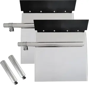 24"x24" Stainless Steel Quarter Fender Set Mud Flap Hangers with Single Bolt Mounting Brackets fit for Semi Truck, 2PCS
