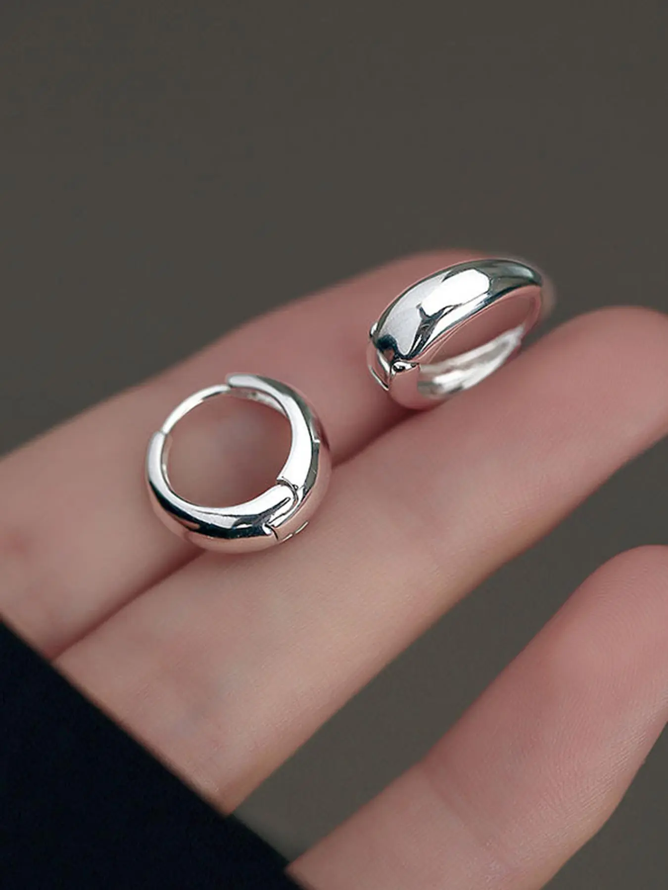 S925 Sterling Silver Simple Plain Color Hoop Shape Earrings, Fashionable Hoop Earrings, Fashion Jewelry for Party, Daily Clothing Decor, Trendy All-match & Exquisite Jewelry for Birthday Gift