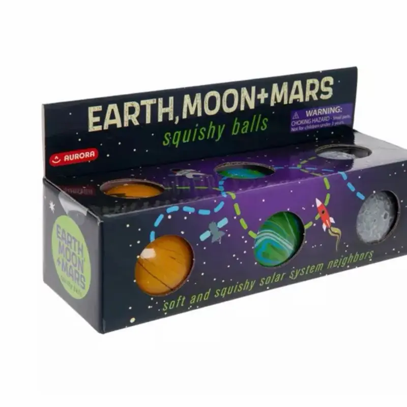 Squishy Toy Set - Earth, Moon, Mars Planet Themed Stress Relief Fidget Toy