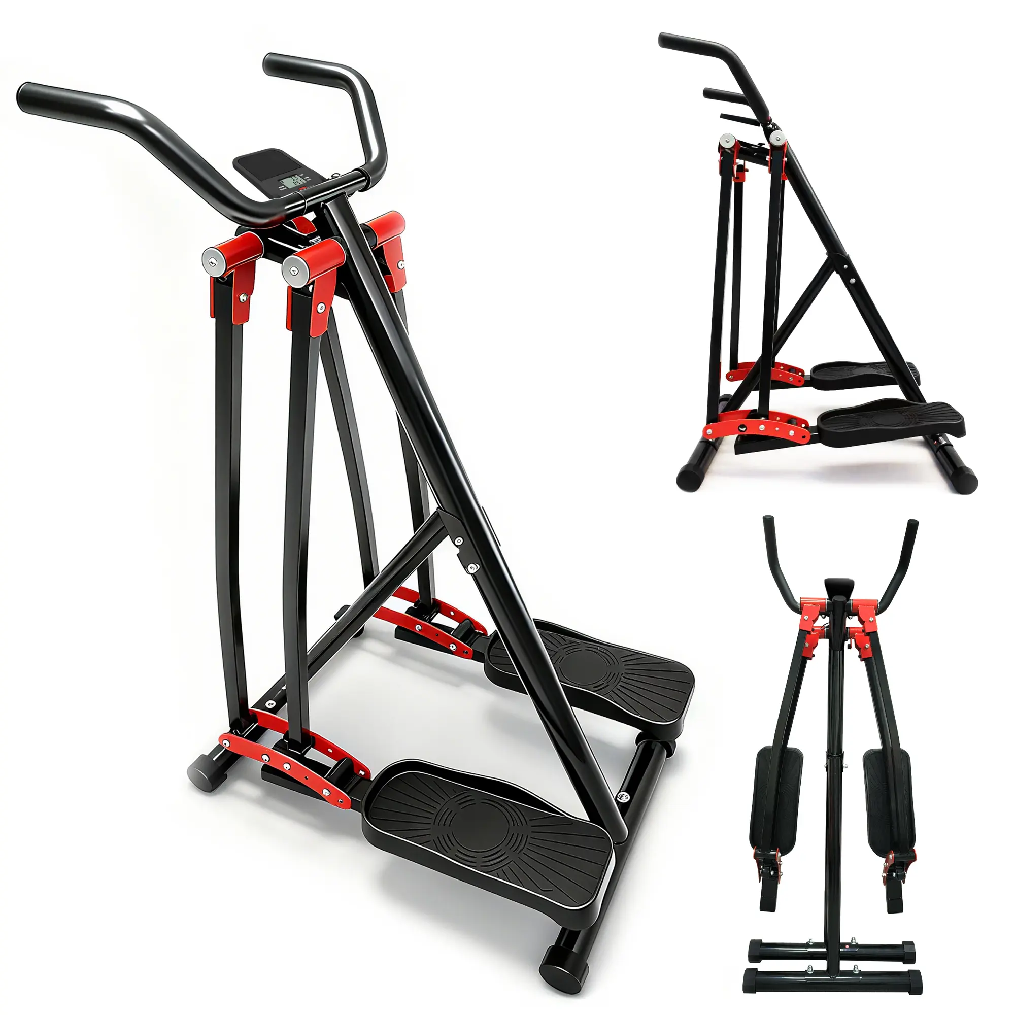 Dufominc Foldable Air Walk Elliptical Machine - Sturdy, Durable, Ultra-Stable Cross Trainer Glider with Anti-Slip Safety Design, LCD Display, Low-Impact Full-Body Home Gym Cardio Equipment (Foldable Automatic Steppers, Indoor Walking Steppers)