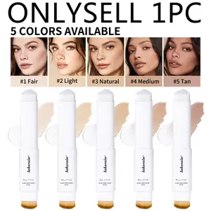 Lakerain Blanc Cover Cream Stick V White - Color Changing Tinted Foundation Stick with Volufiline Medium to Full Coverage Dewy Finish Base Makeup - Dual-Ended with Detachable Brush