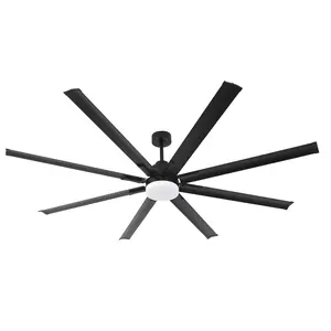 84"/100" Matte Black Downrod Mount LED Ceiling Fan for Modern Living Room, warehouse & Home Decor