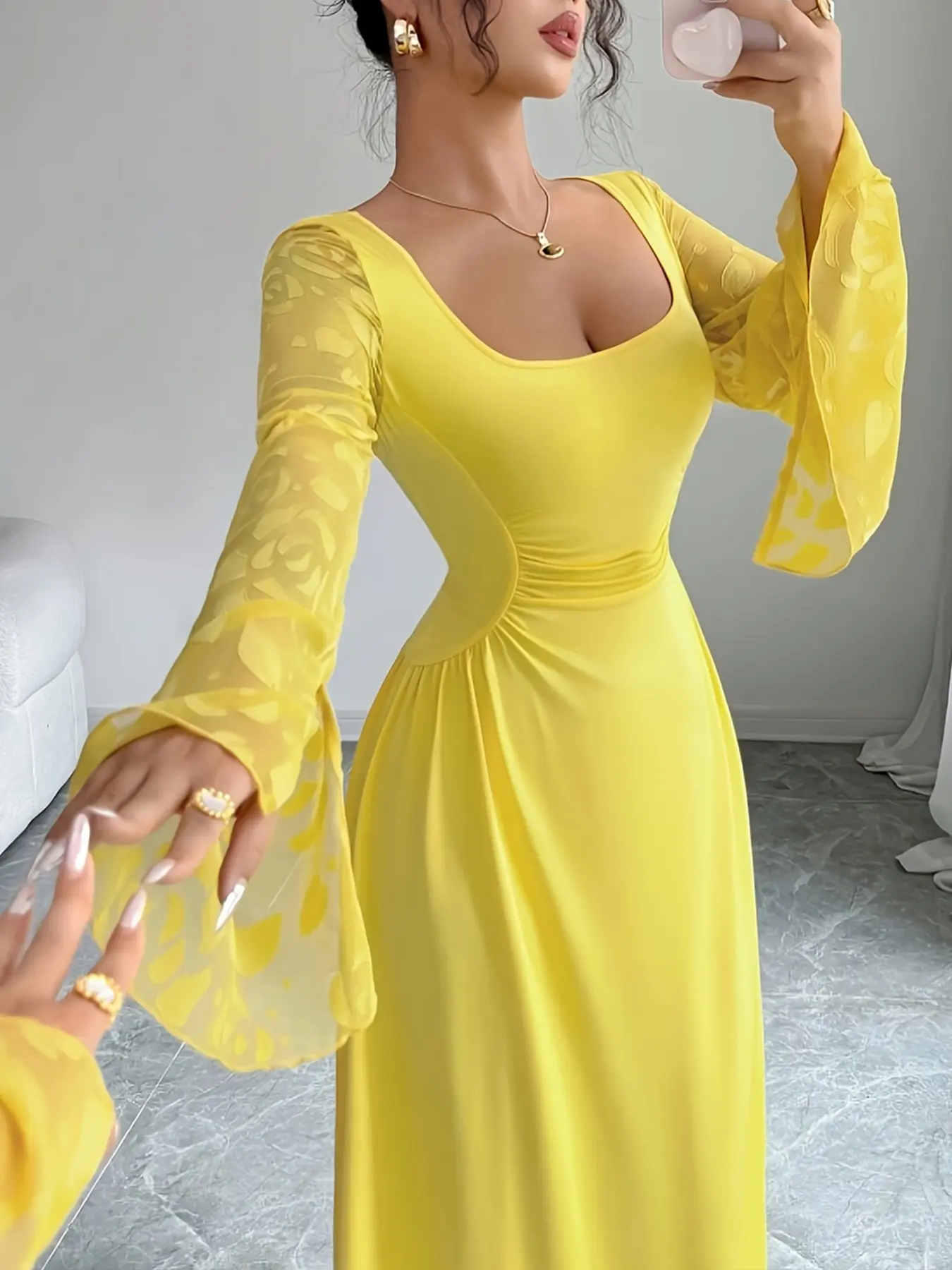 yellow dress with sleeves - TikTok Shop