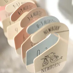 Dreamy Baby Closet Storage Dividers, Wooden Size Tags (newborn-24 Months), Bohemian Infant Room Decor & Organization Essential, clothes hanger organizers, Hangers