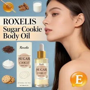 ROXELIS Sugar Cookie Scented Body Oil - Shea Butter & Honey Hydrating Nourishing Moisturizing Long-Lasting Fragrance Lightweight Body Oil