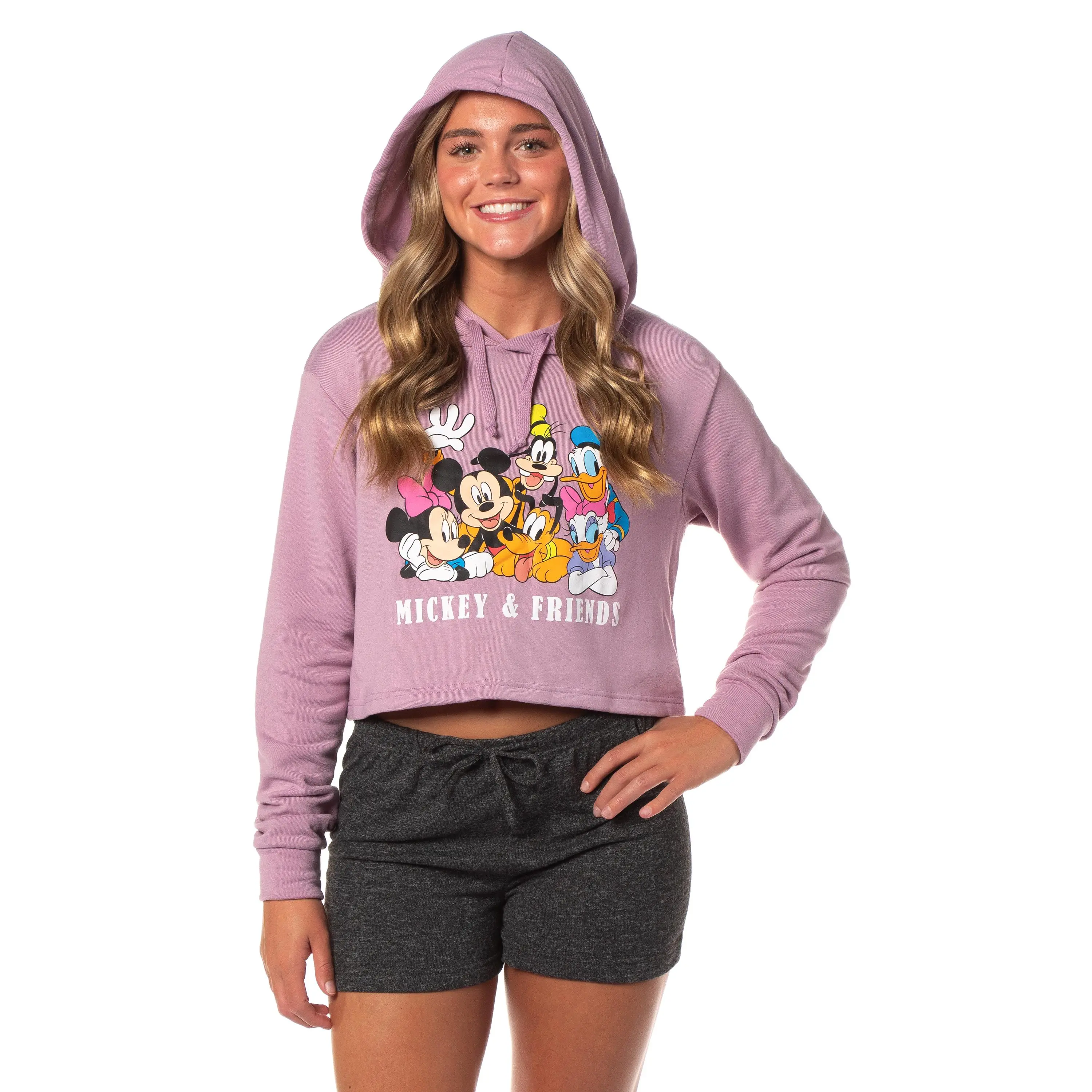 Disney Mickey and Friends Women's 3-Piece Lounge Sleep Set (Pullover Hoodie, Shorts, Socks)