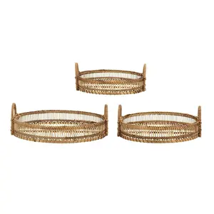 Barbara King Set of 3 Bamboo Woven Round Serving Trays