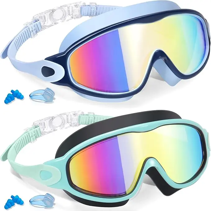 2-Pack Kids Swimming Goggles for Ages 3-15, Leakproof Sports Eyewear for Boys & Girls with Anti-Fog & UV Protection, Swimminggoggles