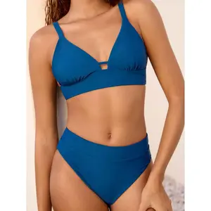 Cider V-neck Mid Rise Triangle Bikini Set SwimWeek