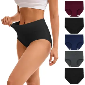 Women's High Waisted Underwear Cotton Panties Regular & Plus Size 5-Pack