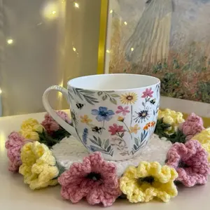 Crochet Lily of the Valley Table Accent / Large Coaster | 10 x 10 inches