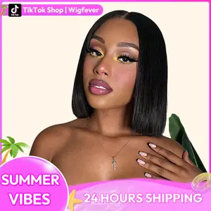 Wigfever Silky Straight Wear Go Real Glueless Bob Wigs Pre Bleached And Pre Cut 7*4 Lace Human Hair Lace Front Wigs Beginner Friendly #SummerVibe