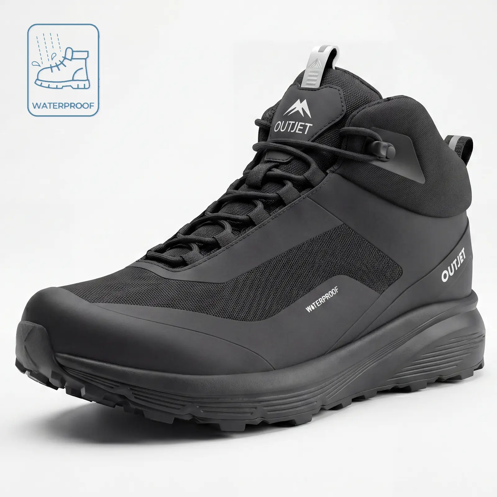 OUTJET Men's Waterproof Tactical Boots【No steel】Durable Rubber Sole for Work, Hiking, Motorcycle & Combat | Lightweight & Comfortable