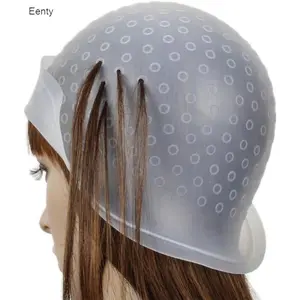 Eenty Reusable Silicone Hair Coloring Highlighting Cap Hair Dyeing Cap with Metal Hook for Hair Salon Tools Hairdressing Highlighting Kit (White)