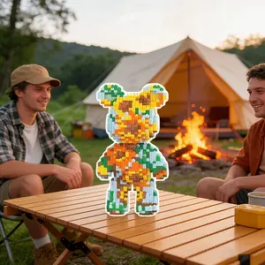 Colorful Sunflower Lucky Bear 3D Puzzle Building Blocks Decoration, Home Office Shelf Decor, Party Tabletop Display, Ideal Gift, Crafts, Animals