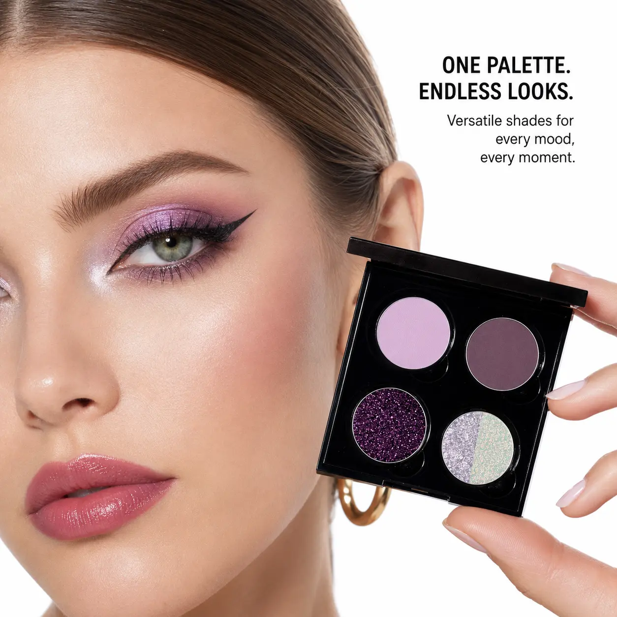 Purple Dusk Chameleon Eyeshadow Palette, Brightening Multi-Chrome Cosmetic with Shimmer & Glitter, Long Lasting & Non-Toxic for Adults & Teens, Limited Edition, Glossy, Alcohol Free, Hypoallergenic, Natural, Purple Lovers, Contains Neither, Makeup Product