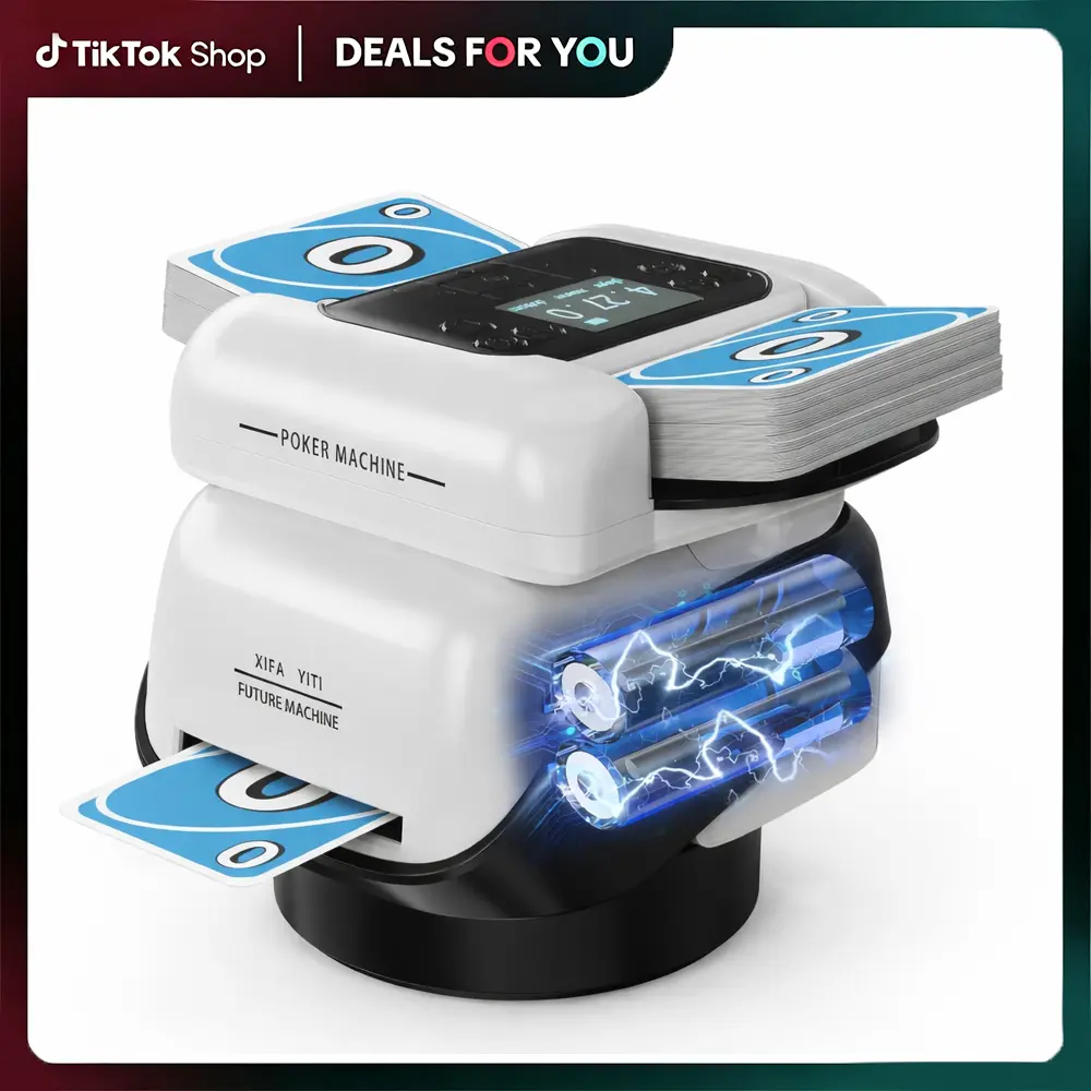 2026 New 2-in-1 Rechargeable Card Shuffler & Dealer Machine - 1-2 Decks Support, 8 Players, 360° Rotation for Pro Play, Rechargeable Power Cuts Cord Clutter, Family Fun Game, Party Game Cards, Poker, Birthday Gift