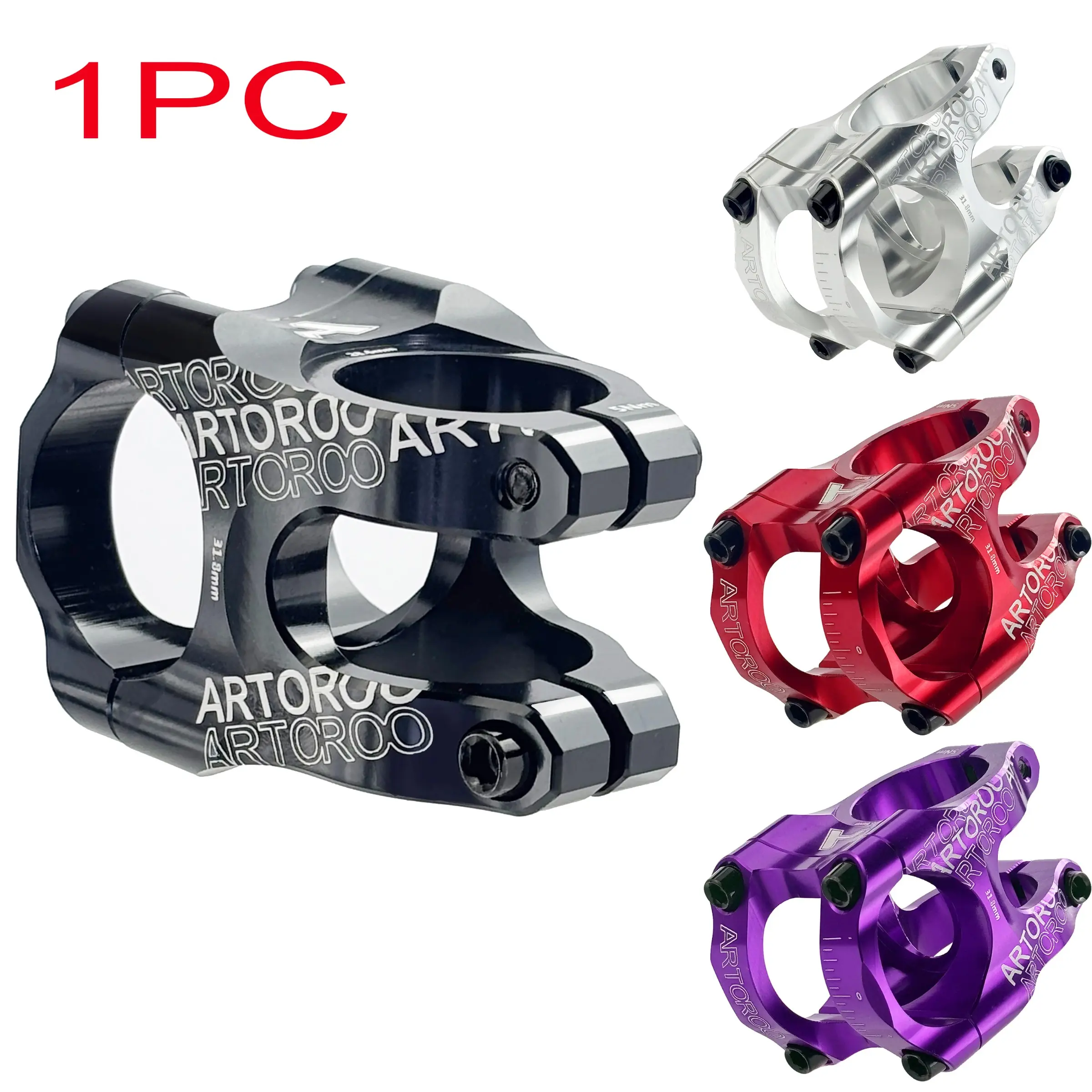 1PC ARTOROO Mtb Short Stem, Road Bike Mountain Aluminum Alloy Bicycle Stem 31.8mm Bicycle Parts