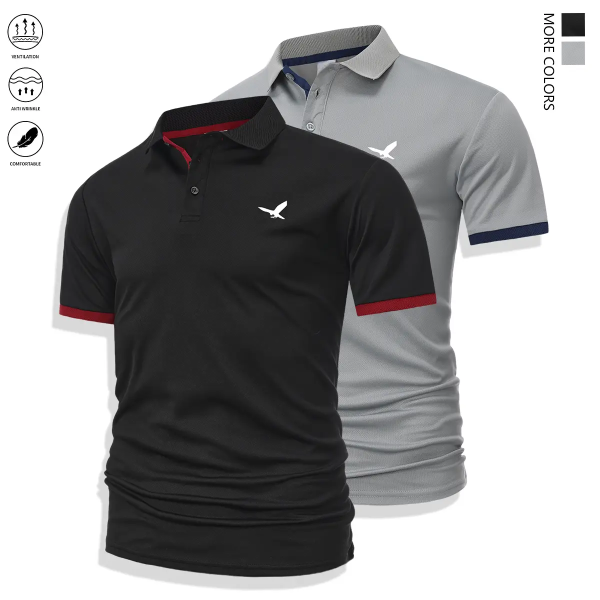 Men’s 2-piece summer sports casual polo set, solid color, short sleeves, multifunctional casual wear suitable for work and exercise