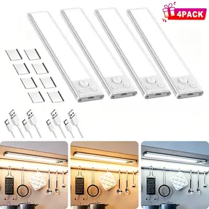 Motion sensor under cabinet lights 3/6/9 pack -rechargeable, magnetic, adjustable the color of the lights for kitchen counter & bedroom