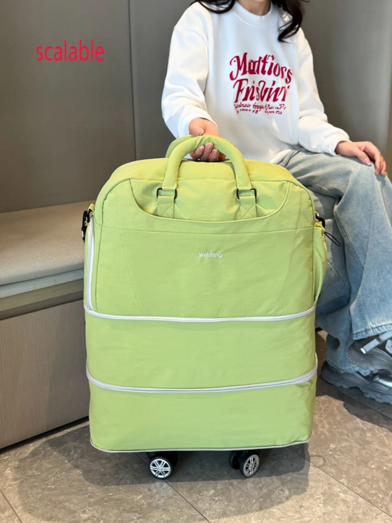 1pc  Expandable universal wheel travel bag with fresh and eye-catching color scheme, double-layer expandable large capacity universal wheel, labor-saving, suitable for business trips, schools, moving, super practical travel bag