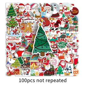 100pcs Christmas Holiday Cartoon Graffiti Series Stickers, Sticker Decals, Decal Sticker, Multipurpose Car Decal, Suitable for Faith-based Designs Such As Scrapbooks, Water Bottles, Cars, Etc., with Positive Messages As Gifts