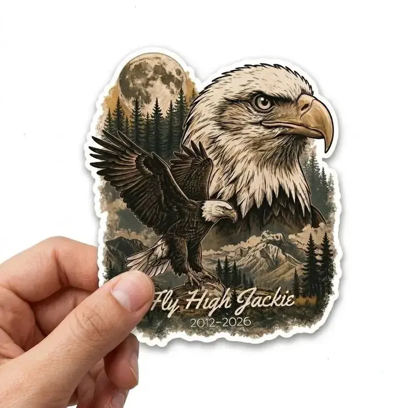 Jackie The Eagle Sticker, Jackie and Shadow Eagles Sticker, Bald Eagle Family die-cut Sticker
