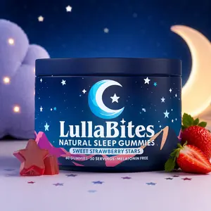 Natural Sleep Gummies – Strawberry Stars |   Melatonin-Free, Calming & Delicious Nighttime Support LullaBites