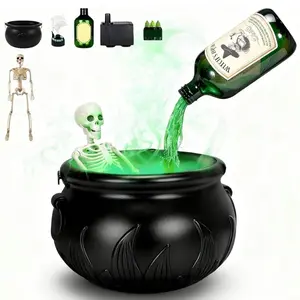 Magic Floating Potion Bottles for Halloween Tree & Door Decor with Skeleton Figure & Green Liquid Effect