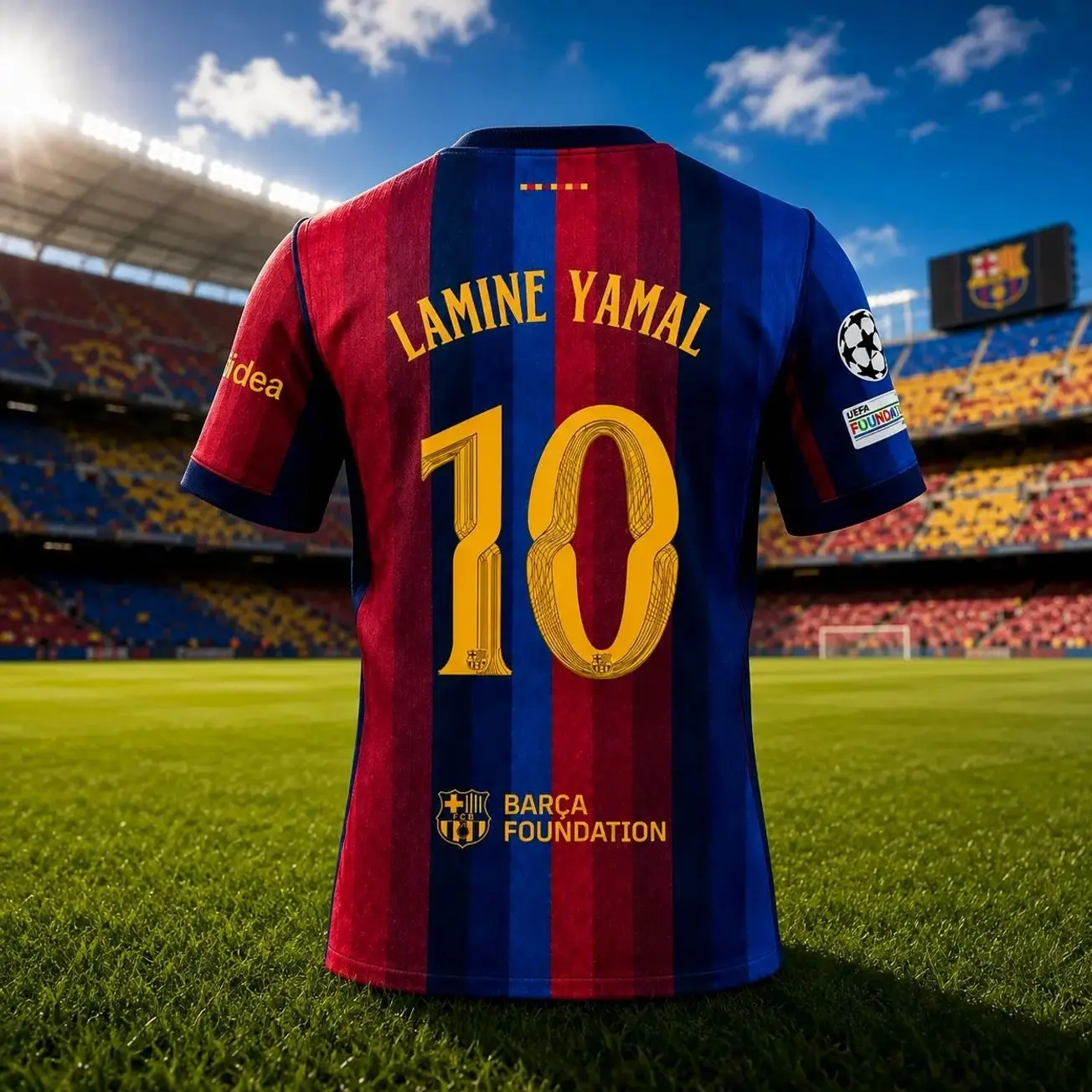 2025/26 FC Barcelona Home #8 Pedri Jersey - Blue-Red Stripe Unisex Replica, Barca Foundation Match Day Kit, Sports Collectible Gift for Fans U