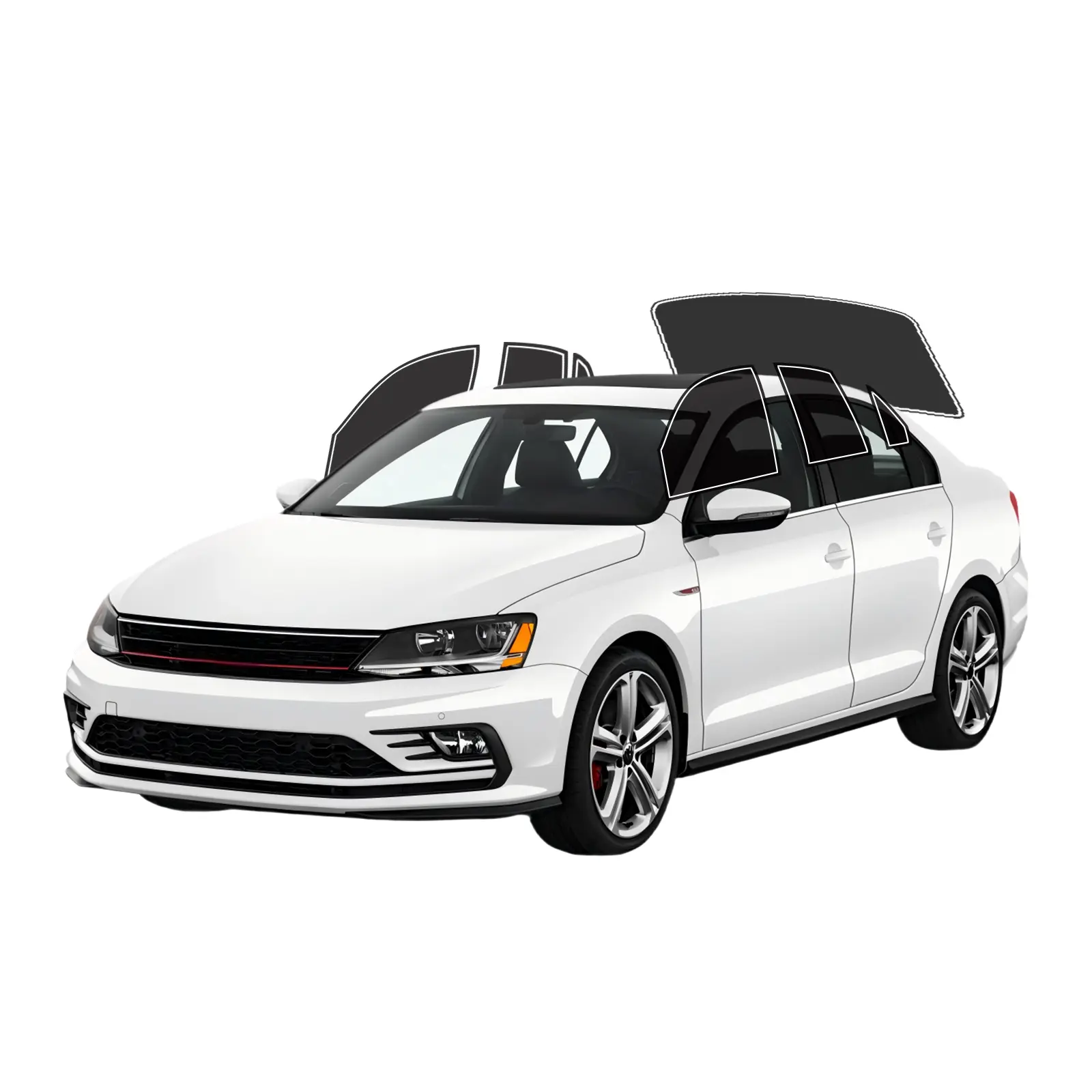 Precut Car Window Film Kit for Volkswagen Jetta Sedan (Fits 2011-2018 Jetta, All Side+Rear Windshield), 2-Ply Anti-Shatter Window Film Sun Blocking, Car Privacy Protector, UV/Heat/Glare Reduction, Easy Install No Trimming Needed