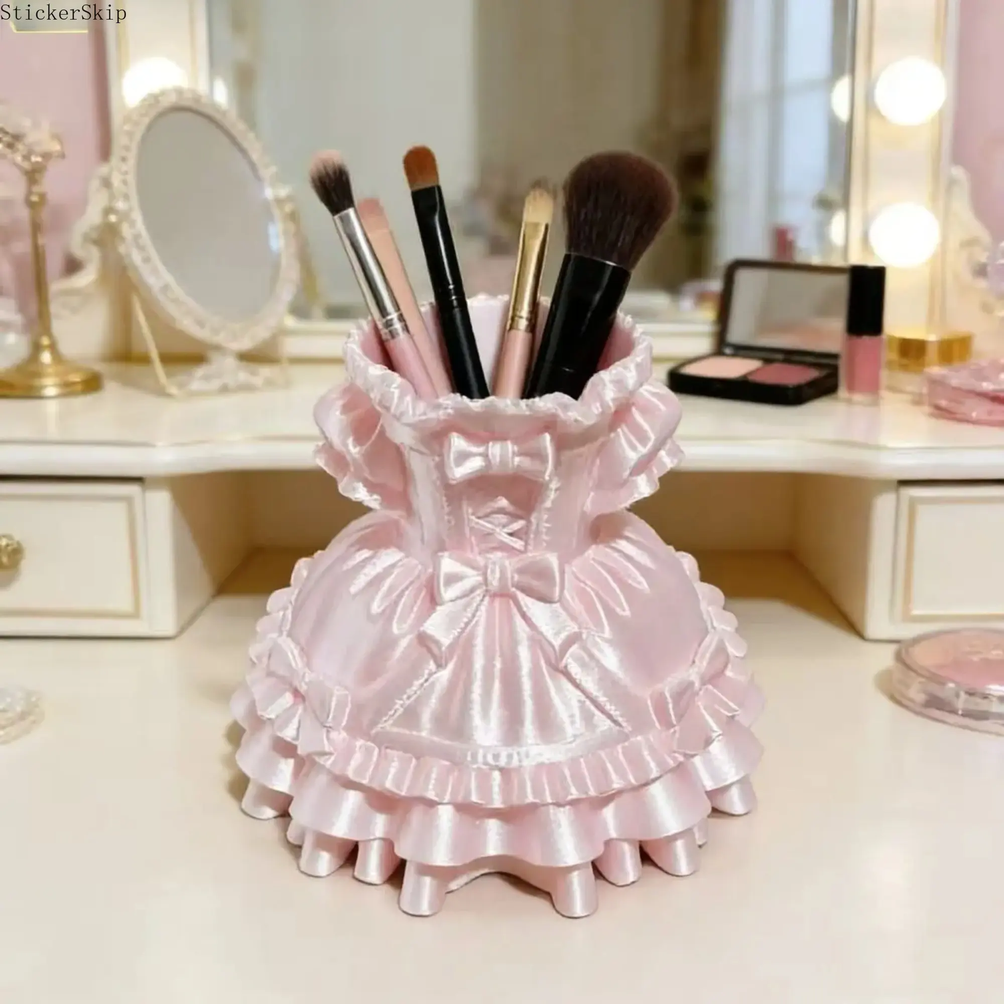 2026 Cutecore Kawaii Desk Organizer - Lolita Princess Dress Pen/Makeup Brush Holder, Girly Room Stuff Cute Room Stuff Desktop Storage Box, Whimsical Home Decor Home Accessory for Girls (Office Use), Girls' Item