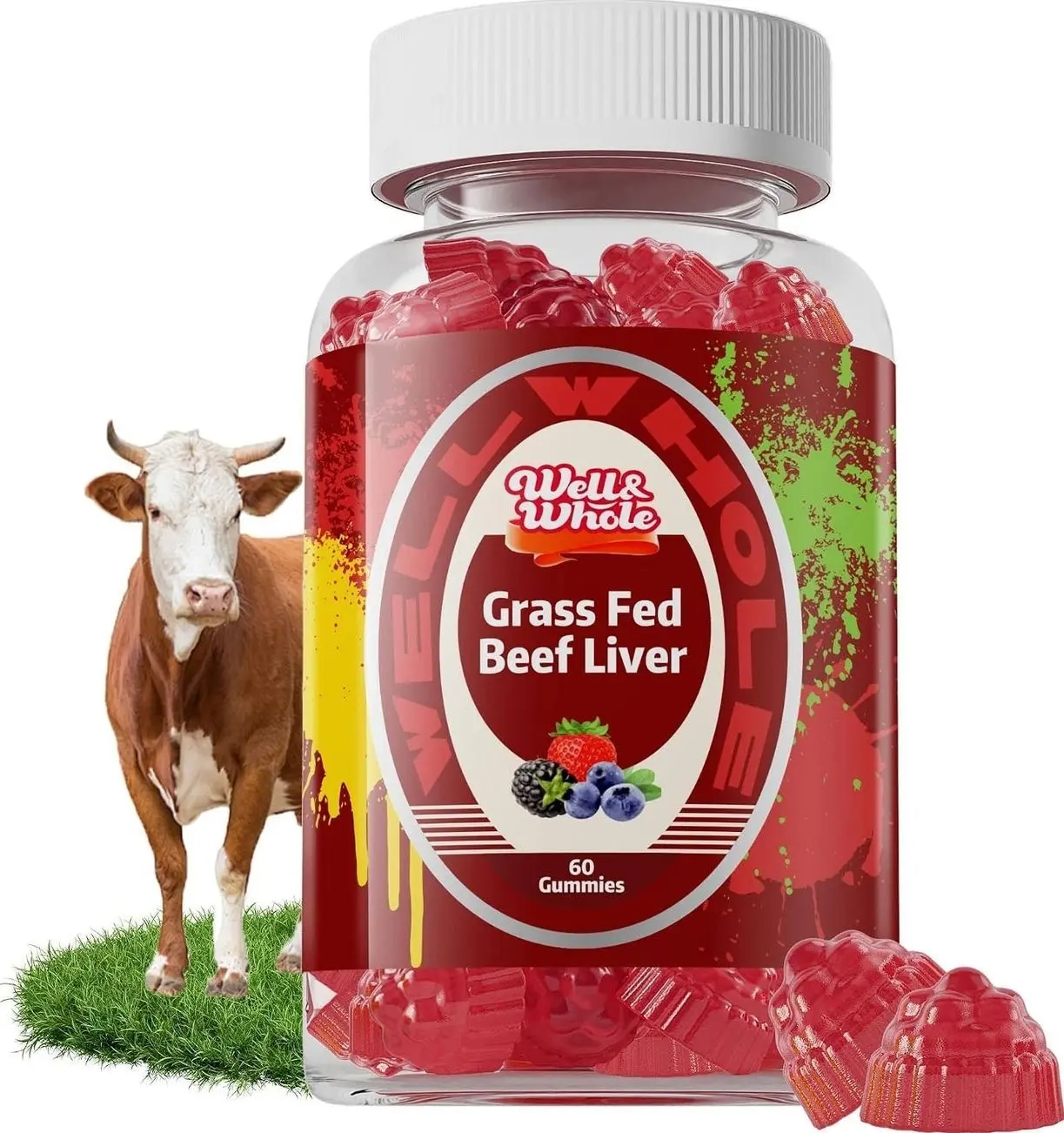 Grass Fed Beef Liver Gummies, Desiccated Liver Supplement for Adults & Kids | Naturally Nutrient-Rich Formula | Supports Daily Energy & Wellness | Whole Food Nutrition | Convenient Gummies