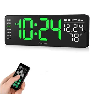 Large Screen, Rechargeable Multifuncitonal Digital Wall Clock with Temperature Date Week Display, Countdown Digital Timer, Halloween