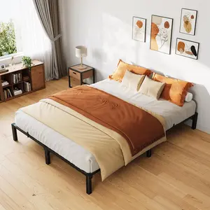8-Inch King Size Heavy Duty Metal Bed Frame, Slatted Bed Base with Durable Iron Slats, 800 Lbs Weight Capacity, Sturdy Legs, No Box Spring Required, Toolless Assembly, Metal Bed Frames
